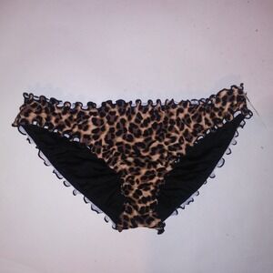 Victoria Secret PINK Swim Bikini Bottom Medium Ruffle Cheeky Leopard Animal Prin